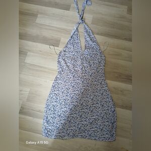 Abercrombie & Fitch Blue and White Floral Halter Mini Dress